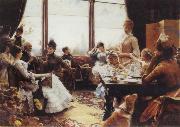 Julius L.Stewart Five O-Clock Tea oil painting